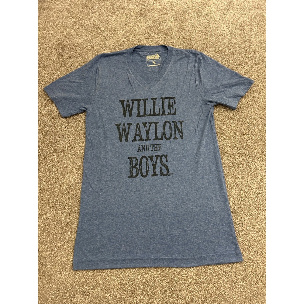 Gina Willie‎ Waylon and the Boys T-Shirt Womens Small Blue Excellent V-Neck Tee